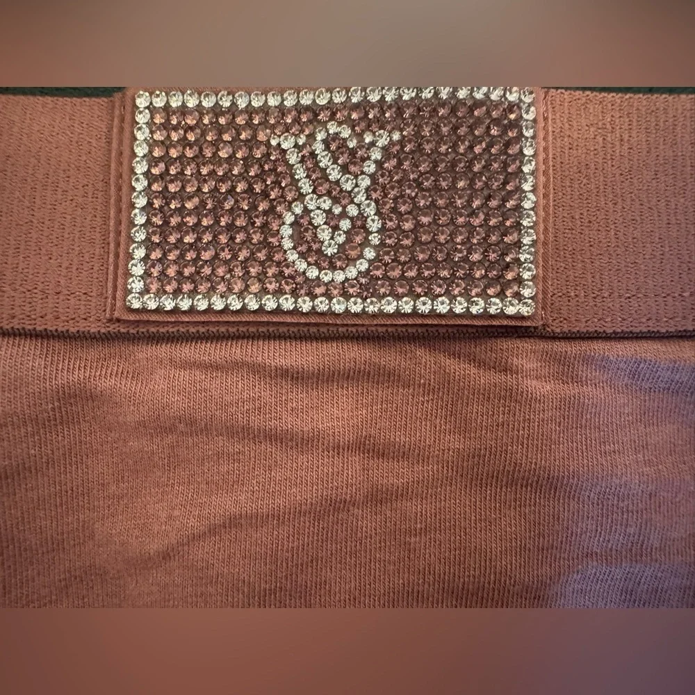 Victoria’s Secret Brown Logo Embellished Thong Women’s Size Medium - Picture 3 of 9